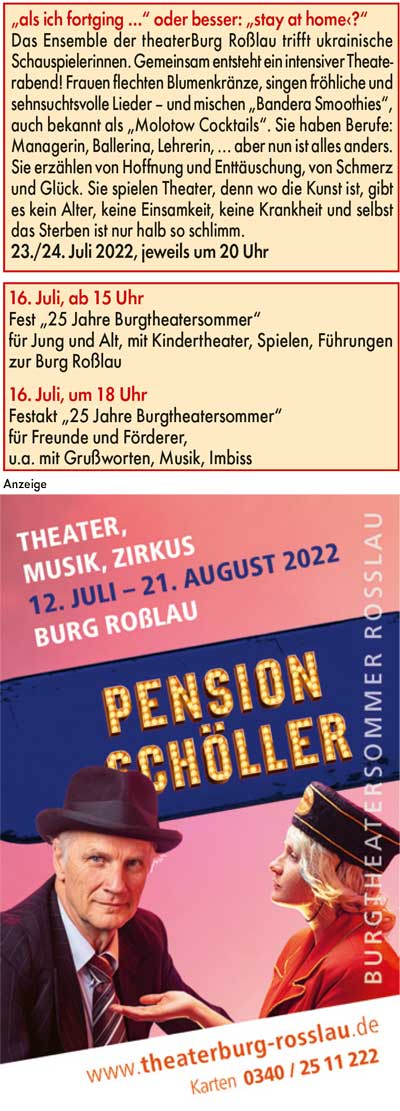 Burgtheatersommer 12.07. - 21.08. Burg Roßlau